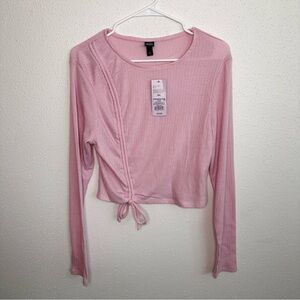 Target Wild Fable Knit Cropped Side Drawstring Sweater SZ XXL Pink